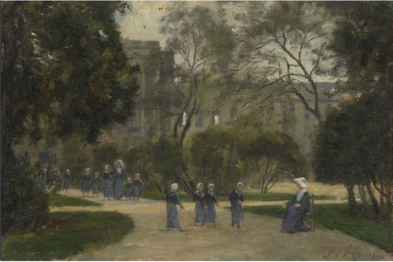 Stanislas lepine Nuns and Schoolgirls in the Tuileries Gardens oil painting picture